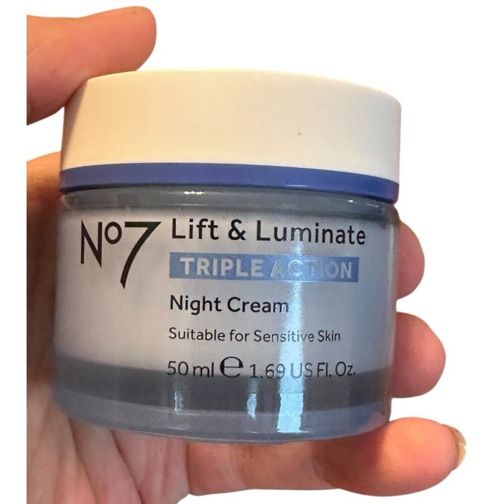 No7 Lift & Luminate Triple Action Night Cream Sensitive Skin 1.69 Oz NEW Aging